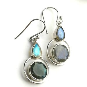 Labradorite sterling silver Art Deco dangle earrings 🆕